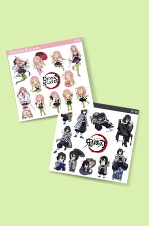 Mitsuri Kanroji-Obanai Iguro-kimetsu no yaiba-demon slayer 2li süsleme-çıkartma-etiket