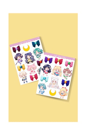 Sailor Moon- Ay Savaşçısı sticker 2li -Anime çıkartma-etiket-laptop telefon süsleme