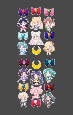Sailor Moon- Ay Savaşçısı sticker 2li -Anime çıkartma-etiket-laptop telefon süsleme