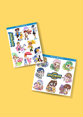 Digimon - Digital Monster Anime 2li Sticker Set Telefon-Laptop Süsleme-Ödül çıkartmaları