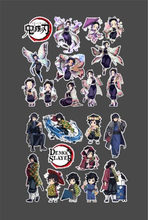 Giyu Tomioka-Shinobu Kochō -Demon Slayer-2li çıkartma-etiket-süsleme-hediye- başarı çıkartmaları
