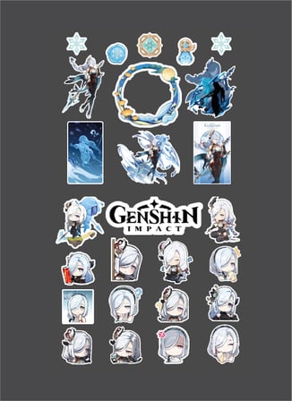Genshin - Shenhe 2 Adet Sticker Seti Parlak Kağıt - oyun-süsleme-hediye çıkartmaları