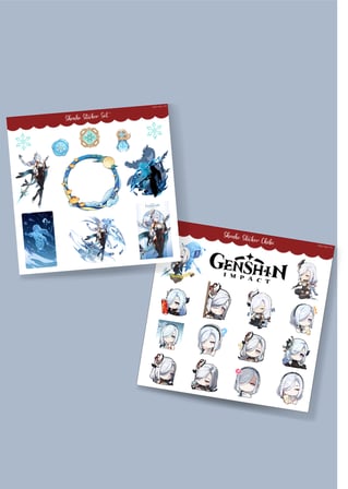 Genshin - Shenhe 2 Adet Sticker Seti Parlak Kağıt - oyun-süsleme-hediye çıkartmaları