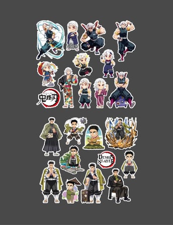 Demon Slayer Gyomei Himejima - Tengen Uzui 2 Li Set Anime Sticker Çıkartma
