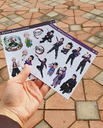 Demon Slayer Sanemi Shinazugawa - Genya Shinazugawa 2 Li Set Anime Sticker Çıkartma