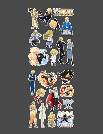 Vinsmoke Sanji - one piece 2li sticker etiket seti Anime çıkartmaları - Karabacak Sanji
