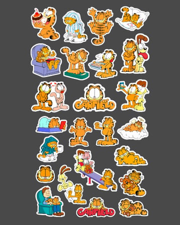 Garfield 2 Li Sticker Set Etiket Kağıdı-Animasyon çıkartmaları Garfield Kedi yapıştırmaları