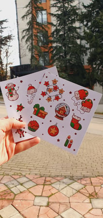 Yılbaşı - Merry Christmas Yılbaşı Temalı Sticker Set -16 Parça-2li Set Etiket Kağıdı-