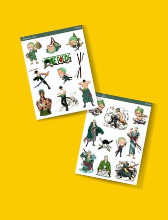 Roronoa Zoro - one piece 2li sticker etiket seti Anime çıkartmaları-Etiket Kağıdı