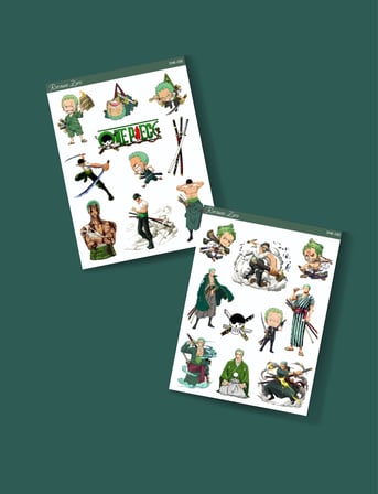 Roronoa Zoro - one piece 2li sticker etiket seti Anime çıkartmaları-Etiket Kağıdı