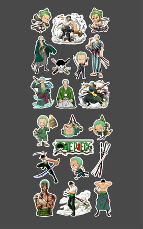 Roronoa Zoro - one piece 2li sticker etiket seti Anime çıkartmaları-Etiket Kağıdı