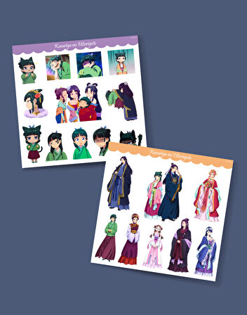 Eczacının Günlüğü Maomao - Kusuriya no Hitorigoto 2li sticker set-parlak kağıt