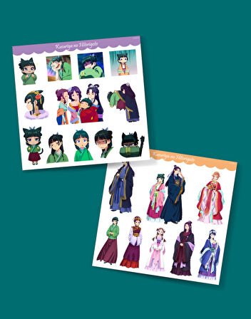 Eczacının Günlüğü Maomao - Kusuriya no Hitorigoto 2li sticker set-parlak kağıt