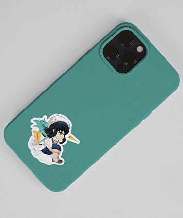 Demon Slayer-Kyōjurō Rengoku-Muichiro Tokito-parlak kağıt -2li sticker set-telefon süsleme