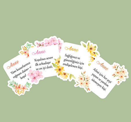 Mother's Day -Anneler Günü Tebrik Kartı 4 Lü Özel Kesim Kartlar-ANNE-03