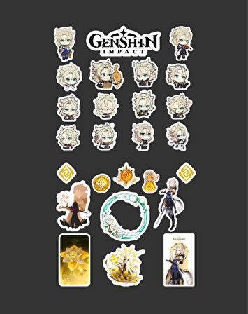 Genshin-Albedo 2 Li Sticker Set Parlak Kağıt-Monstat-Genshin impact-oyun süsleme