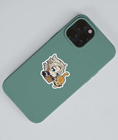 Genshin-Albedo 2 Li Sticker Set Parlak Kağıt-Monstat-Genshin impact-oyun süsleme