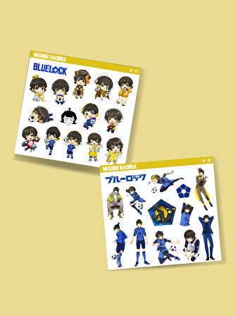 BlueLock-Meguru Bachira-parlak kağıt -2li sticker set-telefon süsleme Blue Lock