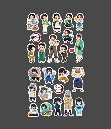 Tanjiro Kamado-2li çıkartma sticker-Inosuke Hashibira-Demon Slayer-etiket parlak kağıt-süsleme-hediye