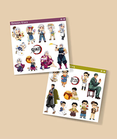 Demon Slayer Gyomei Himejima - Tengen Uzui 2 Li Set Anime Sticker Çıkartma-kimetsu no yaiba