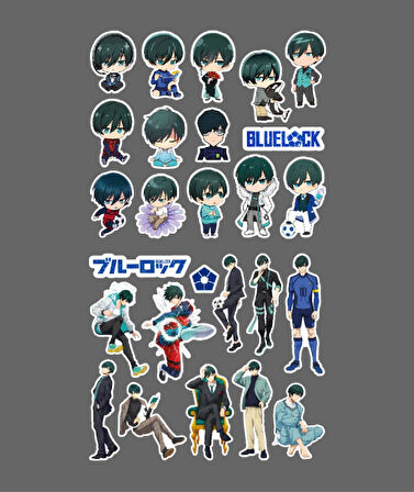 Rin İtoshi-BlueLock-parlak kağıt -2li sticker set-telefon süsleme Blue Lock etiket