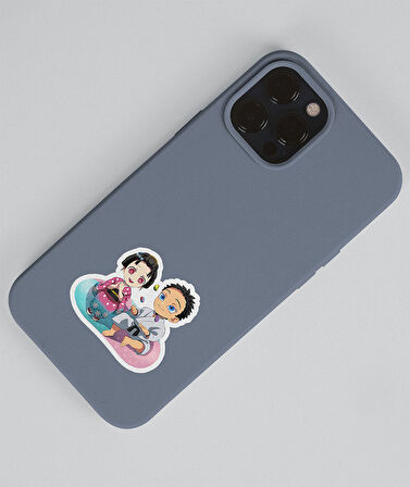 Akaza-Demon Slayer Hakuji-Koyuki -parlak kağıt 2 Li Set Anime Sticker Çıkartma-kimetsu no yaiba