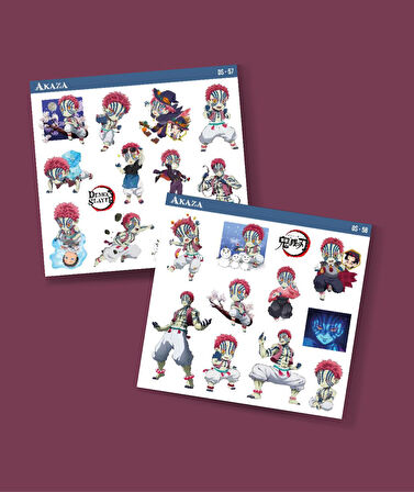 Kimetsu no yaiba-Demon Slayer Akaza -parlak kağıt 2 Li Set Anime Sticker Çıkartma