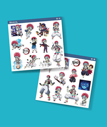 Kimetsu no yaiba-Demon Slayer Akaza -parlak kağıt 2 Li Set Anime Sticker Çıkartma