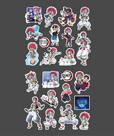 Kimetsu no yaiba-Demon Slayer Akaza -parlak kağıt 2 Li Set Anime Sticker Çıkartma