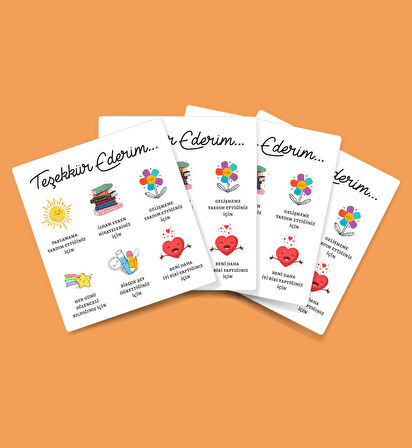 Öğretmenler Günü Tebrik Kartı 4 Lü - Not Kartı -Özel gün 24 Kasım - hediye kartı- tek yüzlü