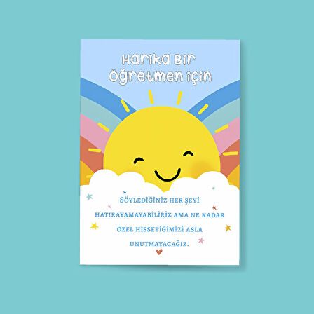 Özel gün 24 Kasım - Öğretmenler Günü Tebrik Kartı 4 Lü - Not Kartı -hediye kartı- tek yüzlü teşekkür kartı