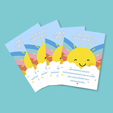 Özel gün 24 Kasım - Öğretmenler Günü Tebrik Kartı 4 Lü - Not Kartı -hediye kartı- tek yüzlü teşekkür kartı