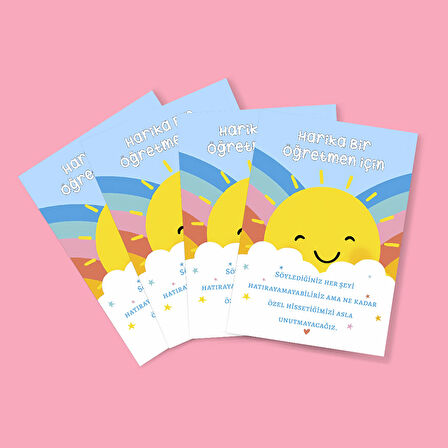 Özel gün 24 Kasım - Öğretmenler Günü Tebrik Kartı 4 Lü - Not Kartı -hediye kartı- tek yüzlü teşekkür kartı