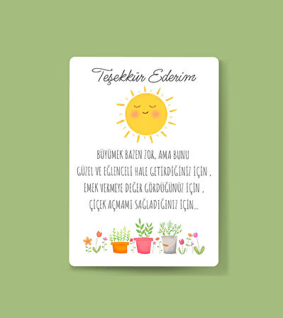 teşekkür kartı-Özel gün 24 Kasım -Öğretmenler Günü Tebrik Kartı 4 Lü-Not Kartı-hediye kartı-tek yüzlü