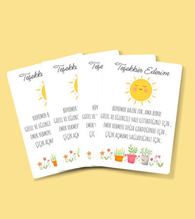 teşekkür kartı-Özel gün 24 Kasım -Öğretmenler Günü Tebrik Kartı 4 Lü-Not Kartı-hediye kartı-tek yüzlü