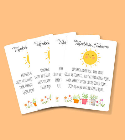 teşekkür kartı-Özel gün 24 Kasım -Öğretmenler Günü Tebrik Kartı 4 Lü-Not Kartı-hediye kartı-tek yüzlü