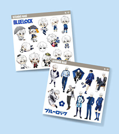 Nagi Seishiro-BlueLock-parlak kağıt -2li sticker set-telefon süsleme Blue Lock etiket