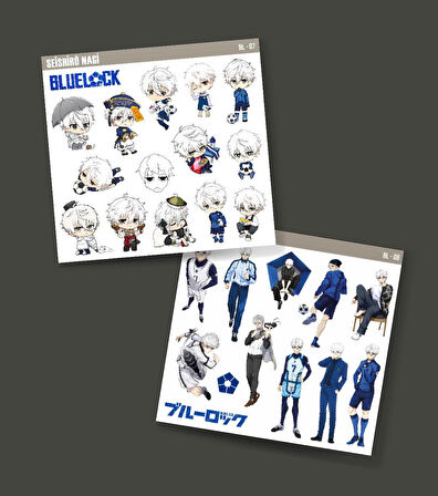 Nagi Seishiro-BlueLock-parlak kağıt -2li sticker set-telefon süsleme Blue Lock etiket