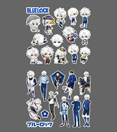 Nagi Seishiro-BlueLock-parlak kağıt -2li sticker set-telefon süsleme Blue Lock etiket