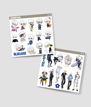BlueLock-Nagi Seishiro-parlak kağıt -2li sticker set-telefon süsleme Blue Lock etiket