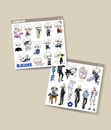 BlueLock-Nagi Seishiro-parlak kağıt -2li sticker set-telefon süsleme Blue Lock etiket