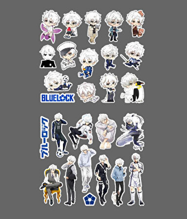 BlueLock-Nagi Seishiro-parlak kağıt -2li sticker set-telefon süsleme Blue Lock etiket
