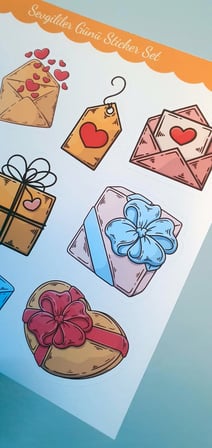 sevgililer günü parlak kağıt hediye çıkartmaları14 Şubat süsleme etiketleri- 2li set
