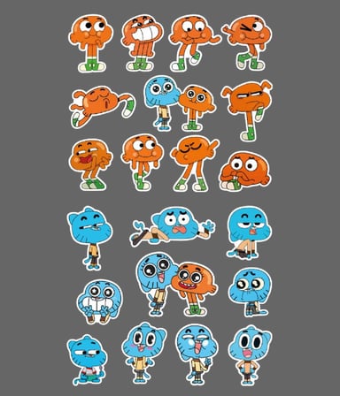 çizgifilm-Gumball-Darwin Watterson- sticker set 2Li Parlak Kağıt- Çizgi dizi etiket süsleme