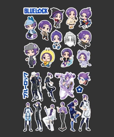 BlueLock-Reo Mikage-parlak kağıt -2li sticker set-telefon süsleme Blue Lock