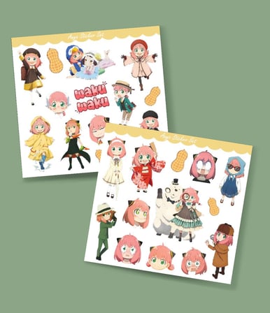 Anya 2 Li Sticker Set Spy X family parlak sticker hediye etiket çıkartmaları anime süsleme