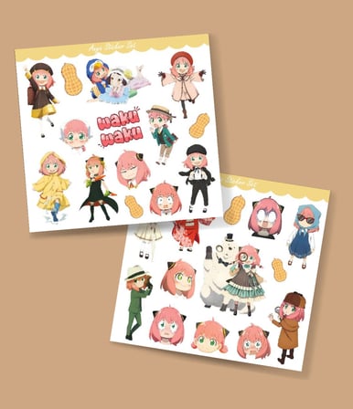 Anya 2 Li Sticker Set Spy X family parlak sticker hediye etiket çıkartmaları anime süsleme