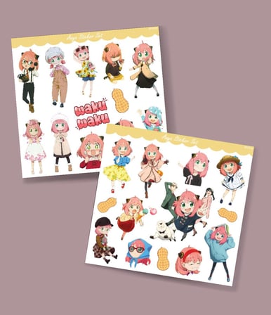 Spyxfamily-2 Li Anya Sticker Set Spy X family parlak sticker hediye etiket çıkartmaları anime süsleme