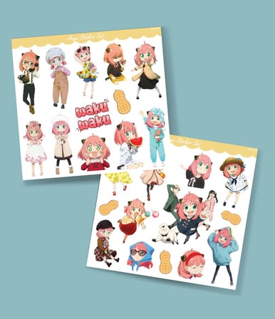 Spyxfamily-2 Li Anya Sticker Set Spy X family parlak sticker hediye etiket çıkartmaları anime süsleme