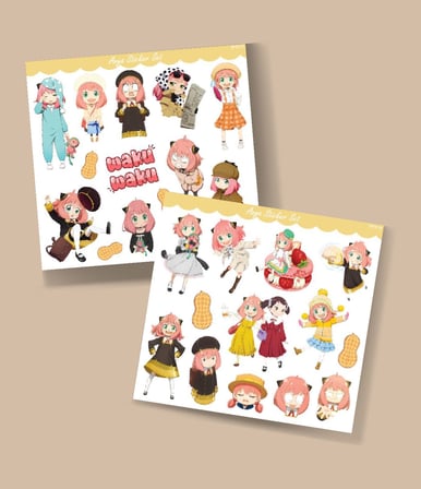 Anya-Spyxfamily-2 Li Sticker Set Spy X family parlak sticker hediye etiket çıkartmaları anime süsleme